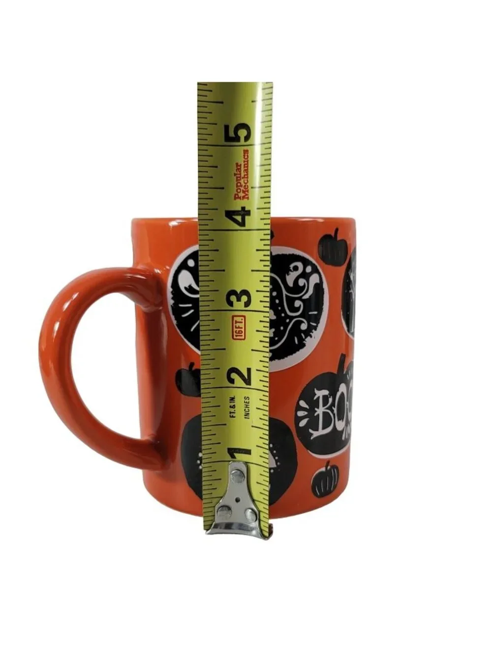Crate & Barrel Halloween Mug Orange 14oz Boo Pumpkins Jack O'Lantern Dia Muertos